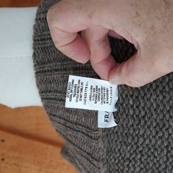 Wool Knit Taupe Brown Long Cape - Picture 8 of 8